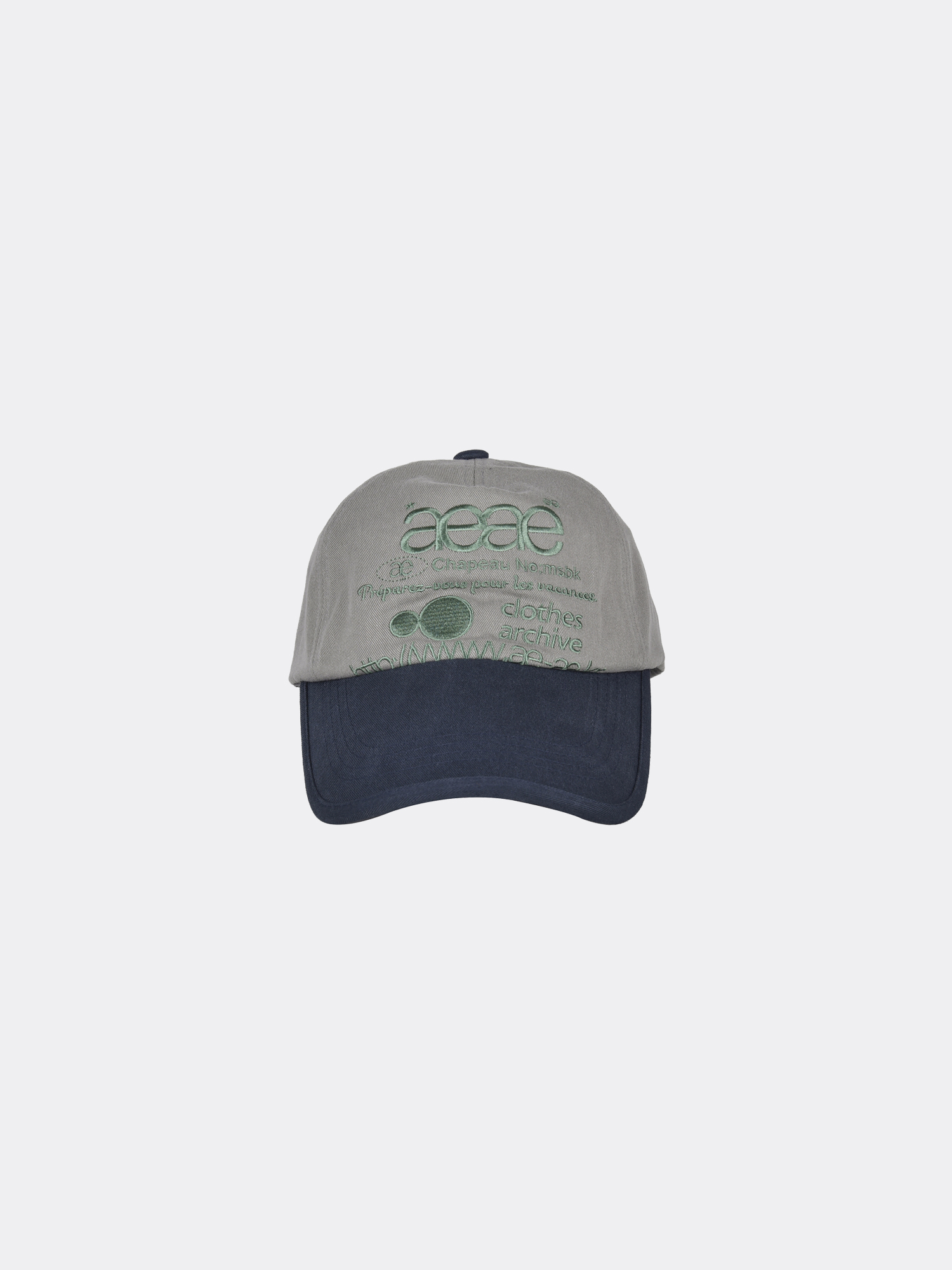 aeae WEB LOGO 5 PANNEL BALL CAP-GREY/NAVY