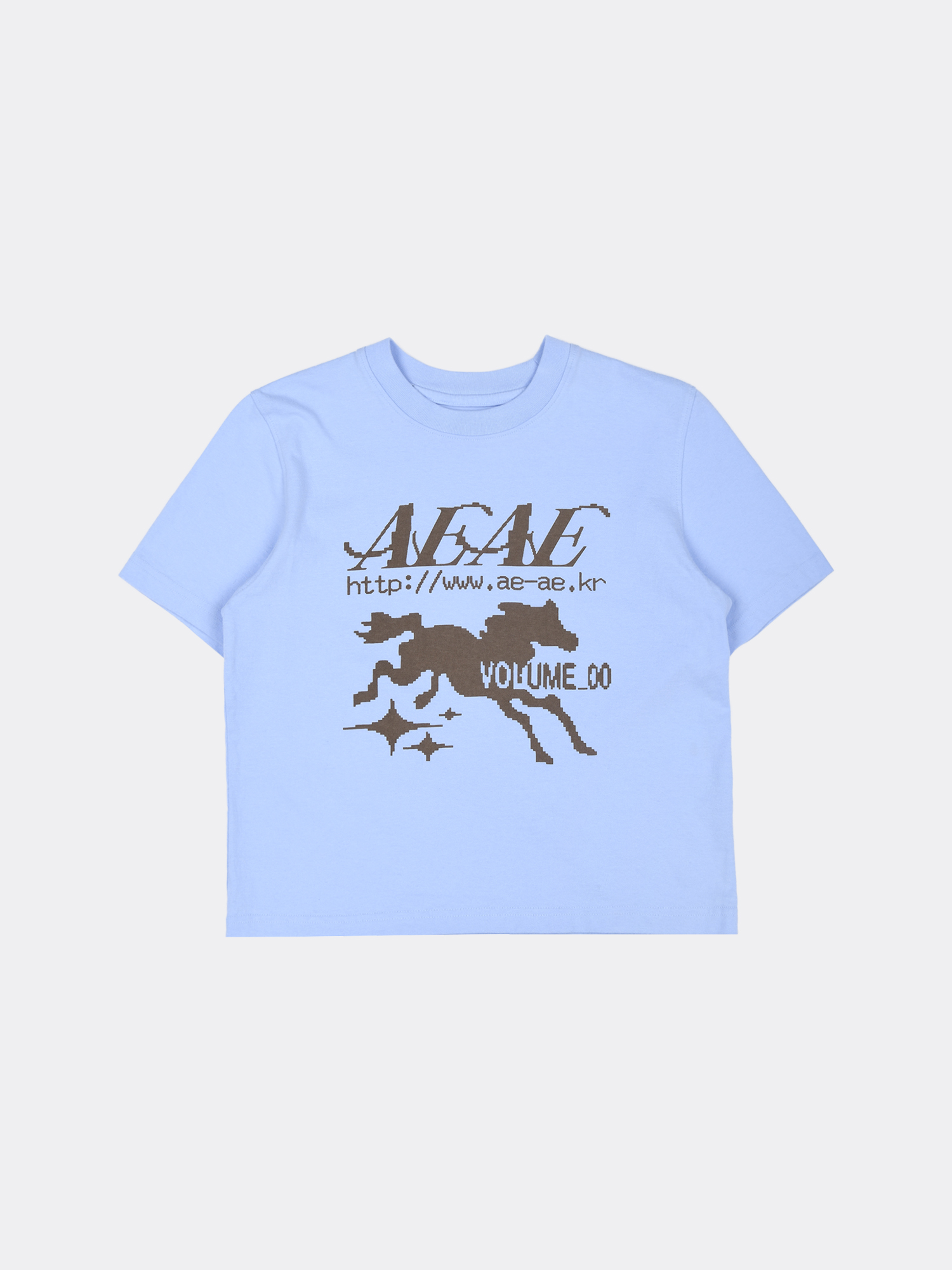 aeae BITMAP GRAPHIC CROP T-SHIRTS-SKYBLUE